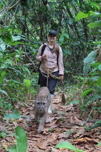 Emily walking one of the puma sisters