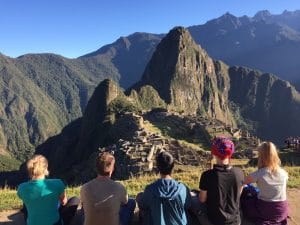 Perfect team photo of Machu Picchu